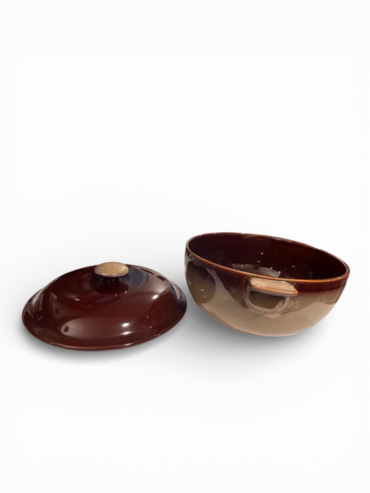 Sango Nova Brown 3qt Covered Casserole Dish w/ Lid Handles Stoneware