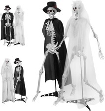 5.4ft 2 Pack Halloween Skeleton Bride and Groom Wedding Couple,Life Size Skeleto