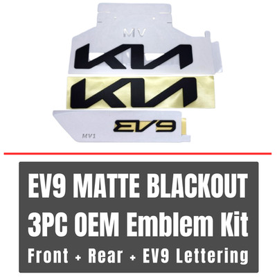 Fits 2024-2026 Kia EV9 Matte Black Emblem 3PC Set Front Rear EV9 Blackout Kit