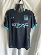 Manchester City Jersey Mens Medium Black Blue Premier League Soccer Nike 2015