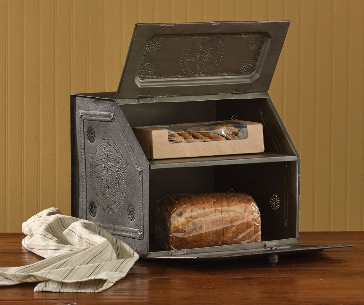 Black Star Metal Bread Box Vintage 13.5x14x15.5 Embossed Stars Park
Opens in a new window or tab