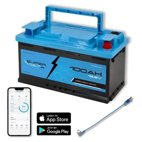 Supervolt SE LiFePO₄ 12,8V 100Ah Lithium Batterie – Smart BMS & Bluetooth