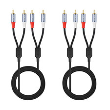 3ft 2-RCA Male to 2-RCA Male Stereo Audio Cable, Gold-Plated, 2-Pack