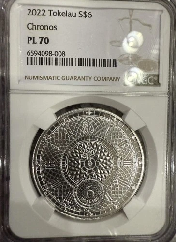 2022 TOKELAU SILVER 6 DOLLARS CHRONOS NGC MS 70 RARE PERFECTION