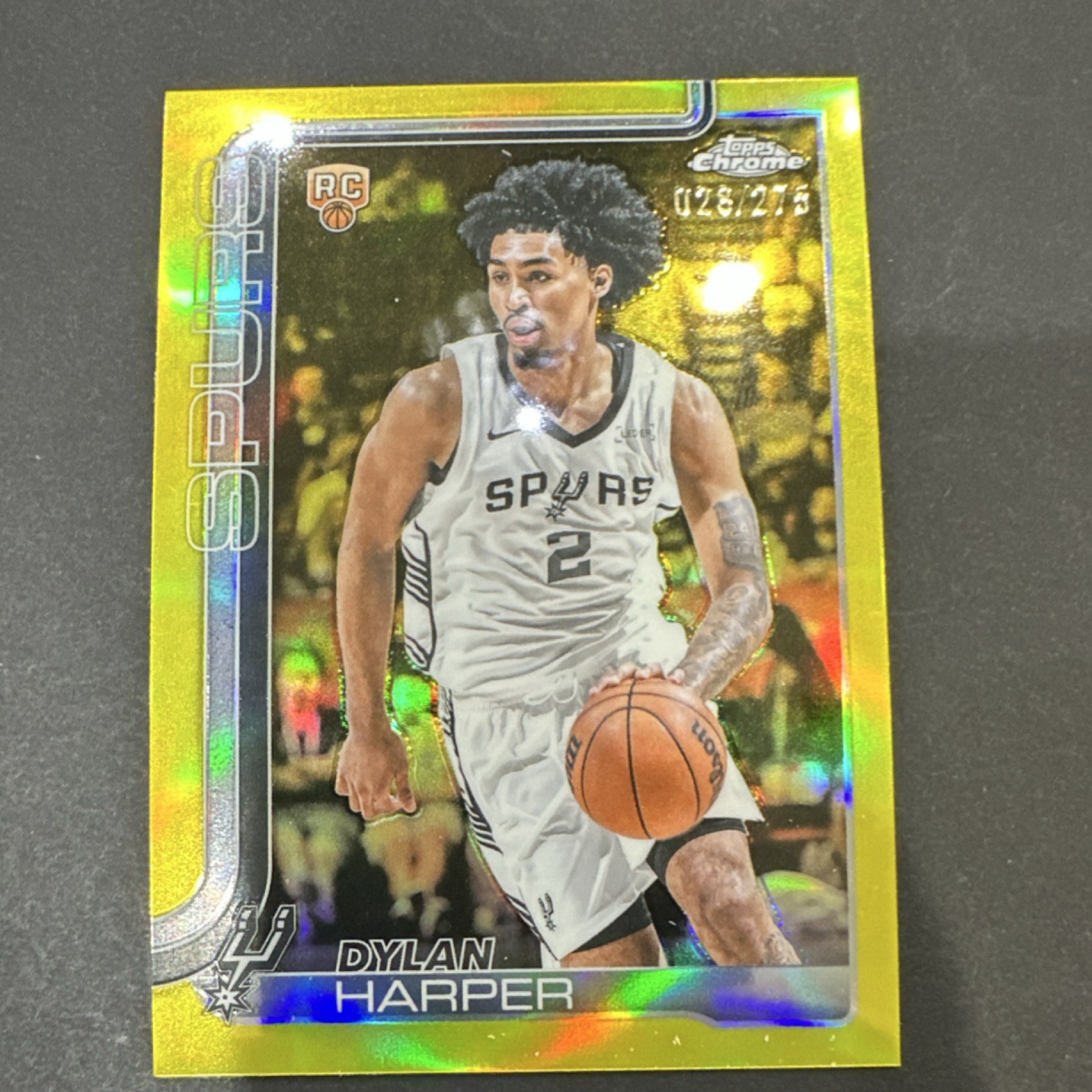 Dylan Harper 2025-26 Topps Chrome Yellow Refractor Rookie Spurs #252 /275
