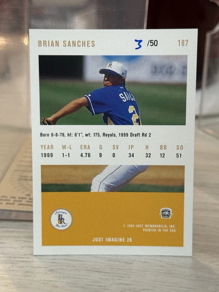 RARE! 2000 Just Imagine 2K Black Brian Sanches Wilmington Blue Rocks # 03/50 - Image 2 of 2