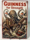 Guinness Beer Metal Sign - Guinness For Strength Retro Vintage Kraken