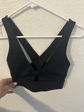 Fabletics Women's Black Sports Bra Twist Back No Label Measurements In Pictures