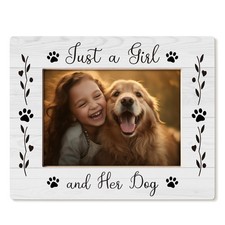 Dog Mom Gifts 8x10 Picture Frame, Just a Girl and Her Dog, Wood Frame for Women