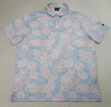 Sunday Swagger Polo Shirt Mens XL Blue Pink Floral Golf Performance
