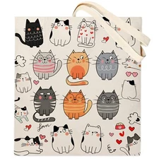 Cute Tote Bag Cat Gifts for Women Cat Lover Gifts Reusable Shopping Bag Gift ...