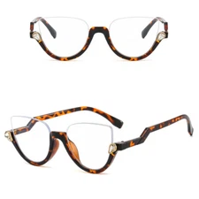 Half Frame Anti Blue Light Eyeglasses For Women Clear Lens Glasses Frames New