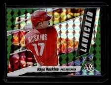 2021 Panini Mosaic Launched Green Prizm #L5 Rhys Hoskins Philadelphia Phillies