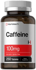 Caffeine Pills 100mg | 250 Tablets | Vegetarian | Non-GMO | by Horbaach
