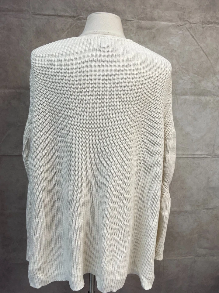 Divided H&M Cardigan Womens Ivory Pointelle Knit Long Sleeve Open Front Size XL - Image 3 of 4