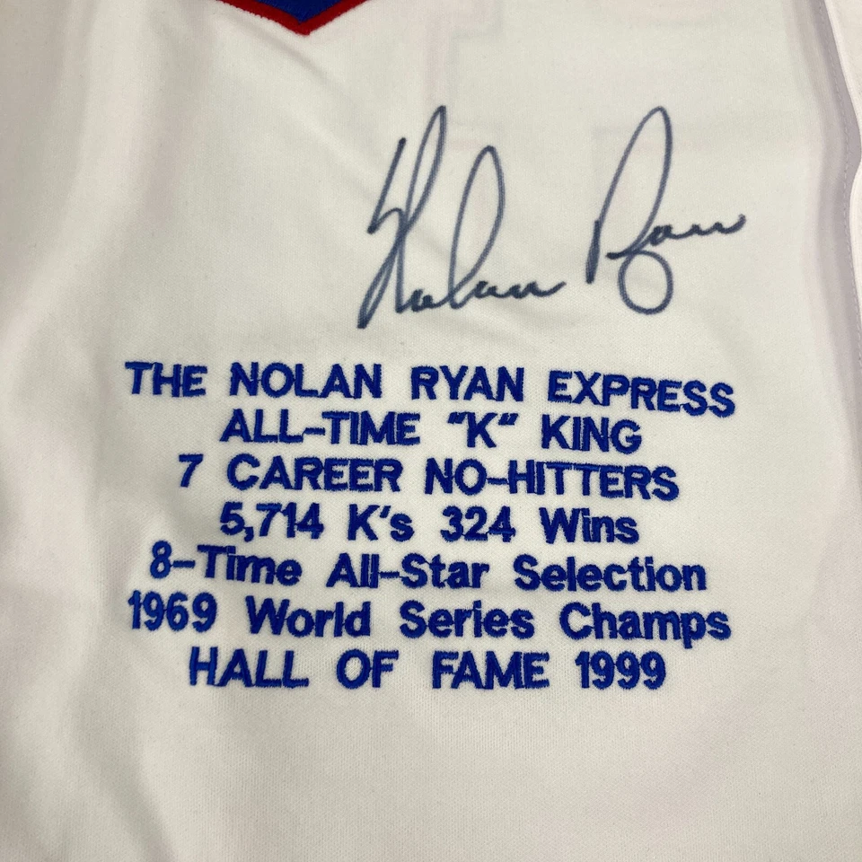 Nolan Ryan Signed Texas Rangers Authentic 1990's Game Model STAT Jersey PSA DNA - Image 4 of 4