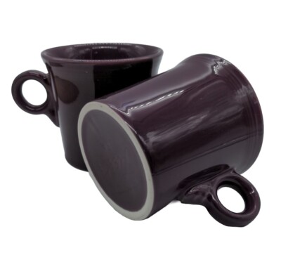 Two (2) Fiesta Ware HLC Mugs Mulberry Ring Handle Purple