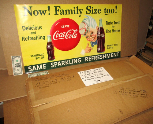 COCA-COLA SPRITE BOY - Big Paper Sign - OLD VINTAGE - Dated1955 - SNYDER & BLACK