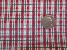 2898. RED-RUST GREEN PLAID Cotton Blend FABRIC - 54" x 7/8 Yd.