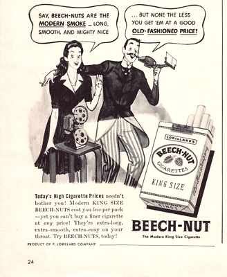 modern cigarette price Beech-Nut Cigarettes Modern Smoke Cartoon Graphics Vtg Magazine Print Ad