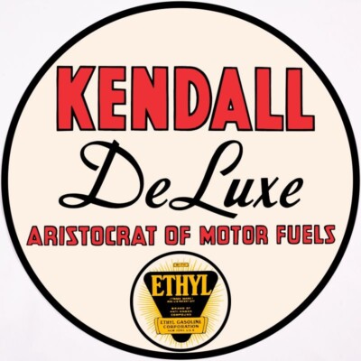 Kendall DeLuxe Gasoline NEW Metal Sign: 14" Dia. Steel Round Style | eBay