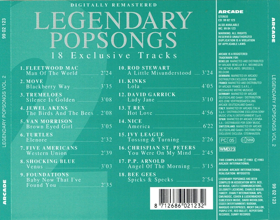 (CD) Legendary Popsongs Vol. 2 - 18 Exclusive Tracks - The Move, Bee Gees,T. Rex - Bild 2 von 2