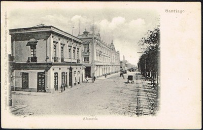 3184 CHILE SANTIAGO ALAMEDA STREET SCENE UNDIVIDED POSTCARD