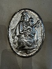 Antica Placca Medaglione In Argento Madonna Del Carmine Con Bambino Cm 14,5x 11