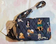 VERA BRADLEY RFID 3 in 1 CROSSBODY Wristlet Bag Purse HOLIDAY DOGS Puppies D3