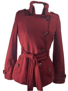 dark red winter coat