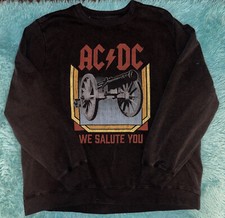 AC/DC Sweatshirt Mens Black We Salute You Music Rock Sweate ACDC Size XXL