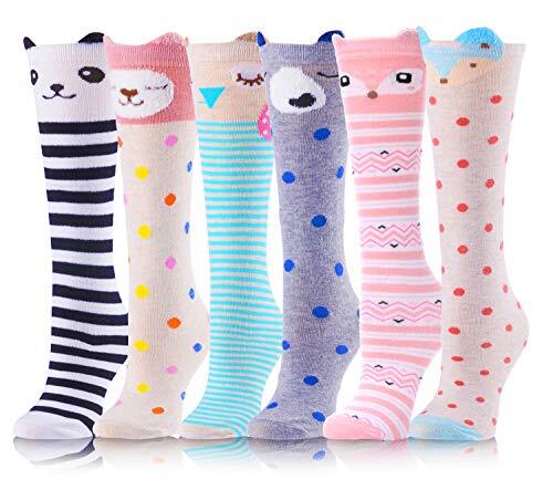 Kids Girls Knee High Socks Long Boot 3-12 Years White/Beige/Blue/Grey/Pink