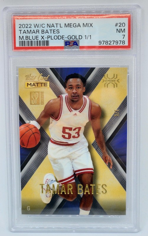 2022 Wild Card Matte National MegaMix 20 TAMAR BATES 1/1 Blue X-PLODE Gold PSA 7