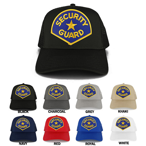 Security Guard Blue Gold Embroidered Iron on Patch Adjustable Trucker