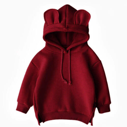Cartoon Solid Color T-shirt Sweater Fleece Long-sleeved Hooded Children's T-shir - Picture 9 of 48