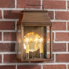 Valley Forge 2-Light Outdoor Wall Light in Weathered Brass or Antique Copper