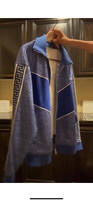 ジャケット・アウター VERSACE track jacket Versace Greca Print Striped Track Jacket Sz XLarge – Wopsters Closet
