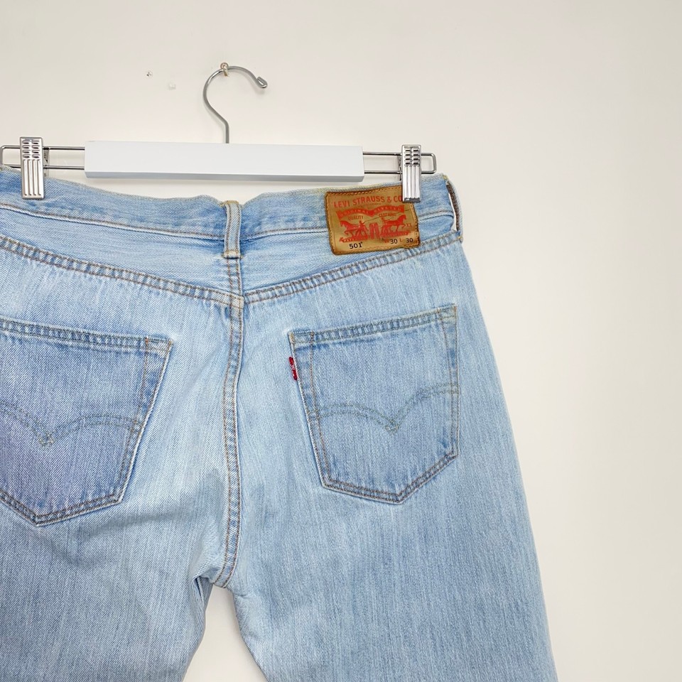Levis Mens Jeans Denim Trousers Size W30 L30 Light Blue Bottoms *tear