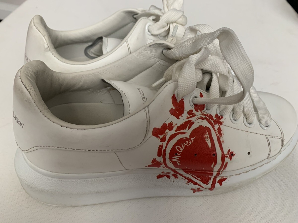 Alexander McQueen Heart Love White/Red Sneakers 39 Unisex Shoes