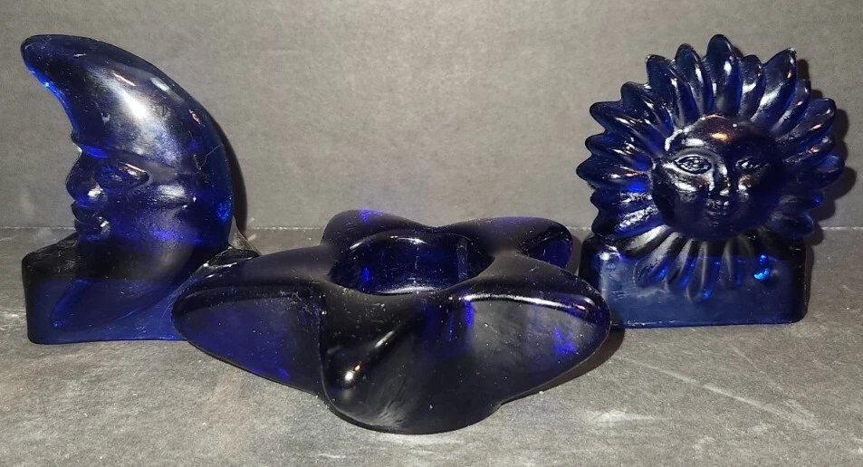 Blue glass 2024 tea light holders