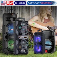Portable Bluetooth Speaker 9000W Sub Woofer Heavy Bass Sound System Party  Mic
