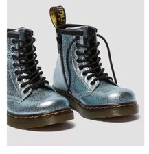  NEW Dr. Martens 1460T Toddler Crinkle Metallic Lace Up Boots in Teal, Size 9