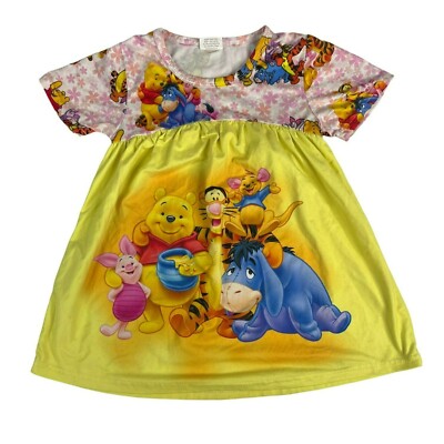 Girls 2T Winnie the Pooh Baby Doll Style Shirt S Yellow Pink Cotton