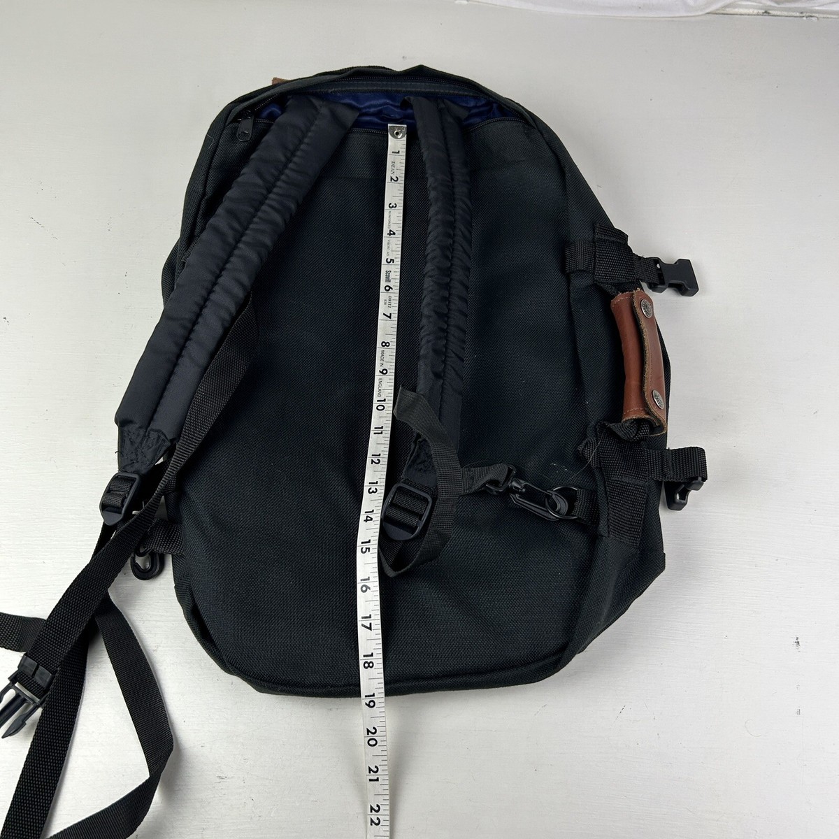 Vintage Jansport Backpack Black Nylon Leather Patch Logo | eBay