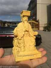 Boxwood Carving Buddha Statue Jade Emperor Home Decoration Ornaments Craft Gifts