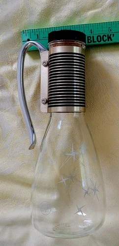 PYREX Vintage Atomic Starburst Carafe with Handle and Cork-lined Lid