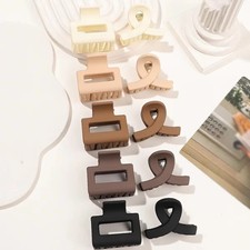 10 Pcs Matte Leopard Love Heart Hair Claw Clip,Simple Shark Semicircle Bangs