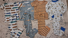 Boys carters Lounge Sleep Pajamas sets lot trucks sharks trains size 8
