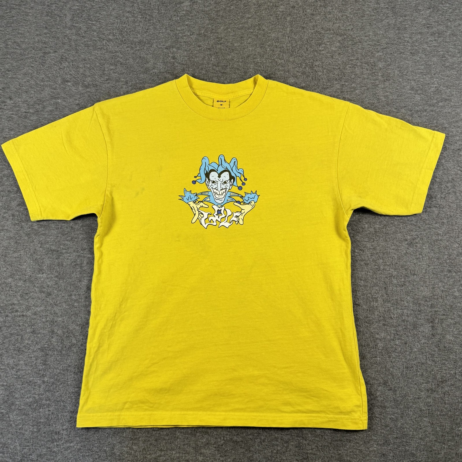 Wang Shirt Mens Medium Yellow Jester Joker Graphic Tee Stree