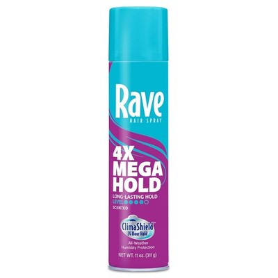 Rave 4X Mega Long-Lasting Firm Hold Scented Hair Spray for Heat Protection, Volu